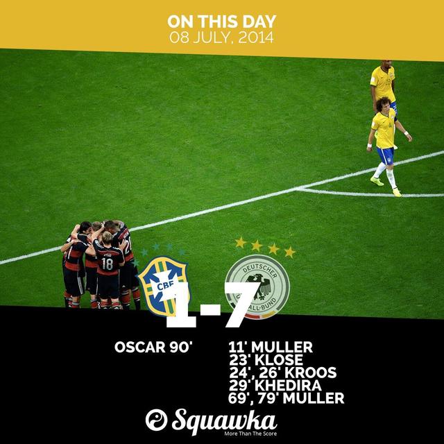 三年前的今天巴西1-7德国 桑巴军团难忘的耻辱